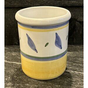 Williams Sonoma TOURNESOL Kitchen Utensil Holder Crock Made In Italy Pottery 6”